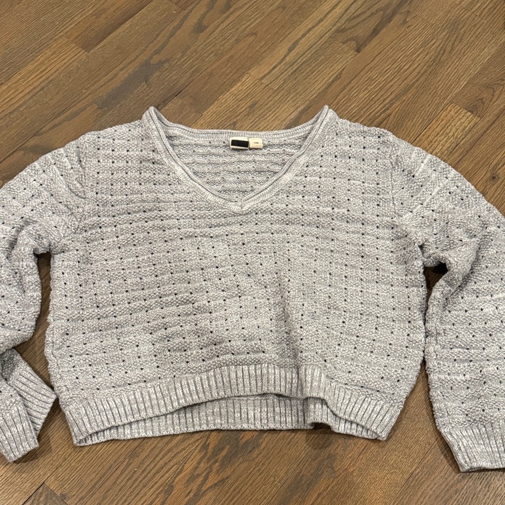 Roxy Light Gray V-Neck Sweater - image 1